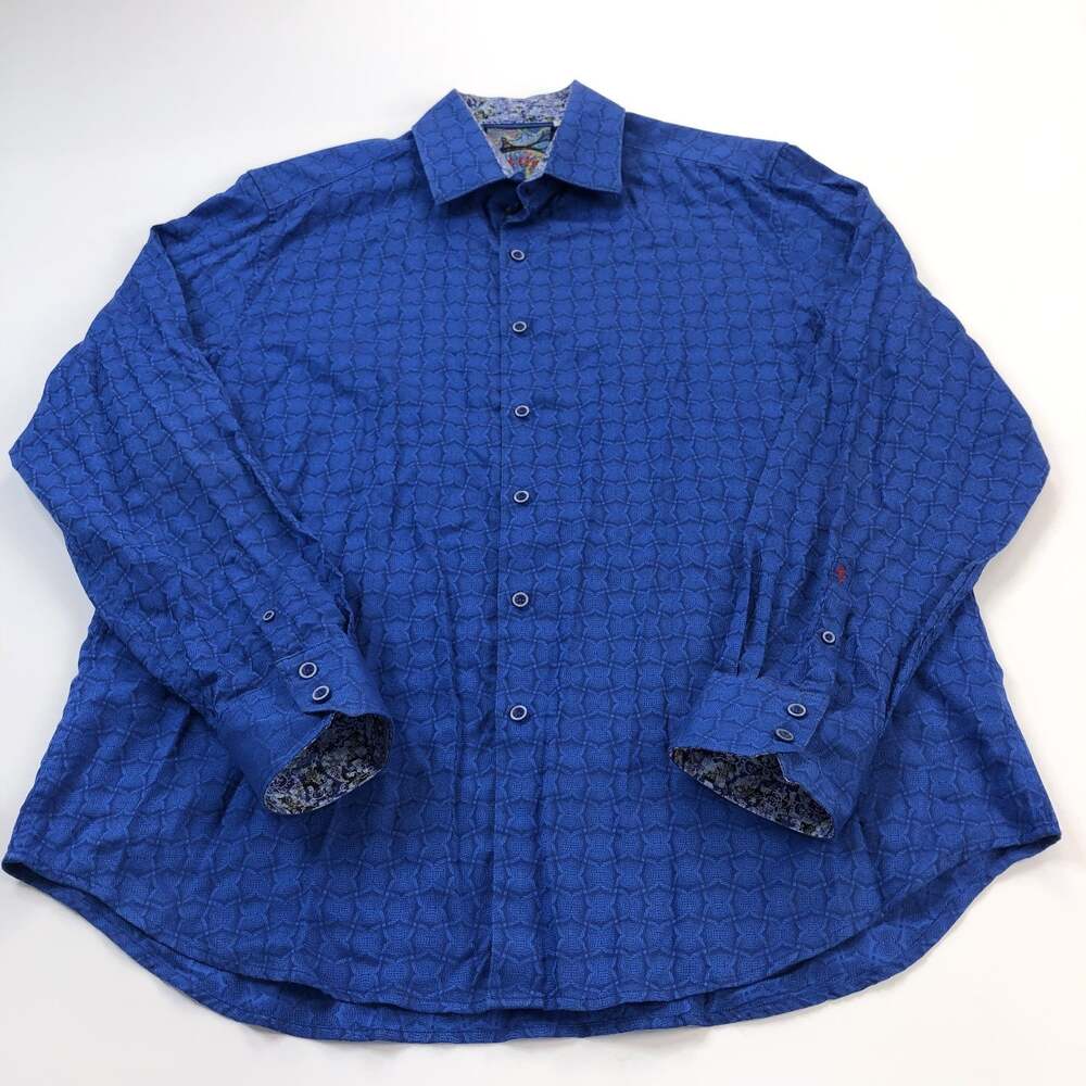 Robert Graham Classic Fit Mens XXL 18.5/37 Long Sleeve Dress Shirt Geometric HRJ